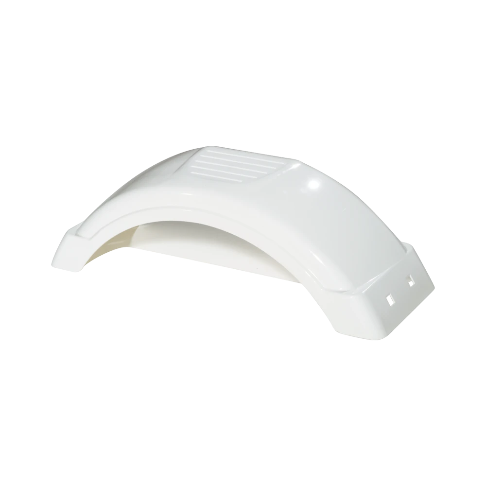 Injection molded HDPE fender with optional step pad for 8 or 12 inch wheels