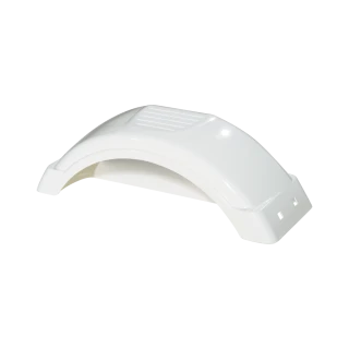 Injection molded HDPE fender with optional step pad for 8 or 12 inch wheels