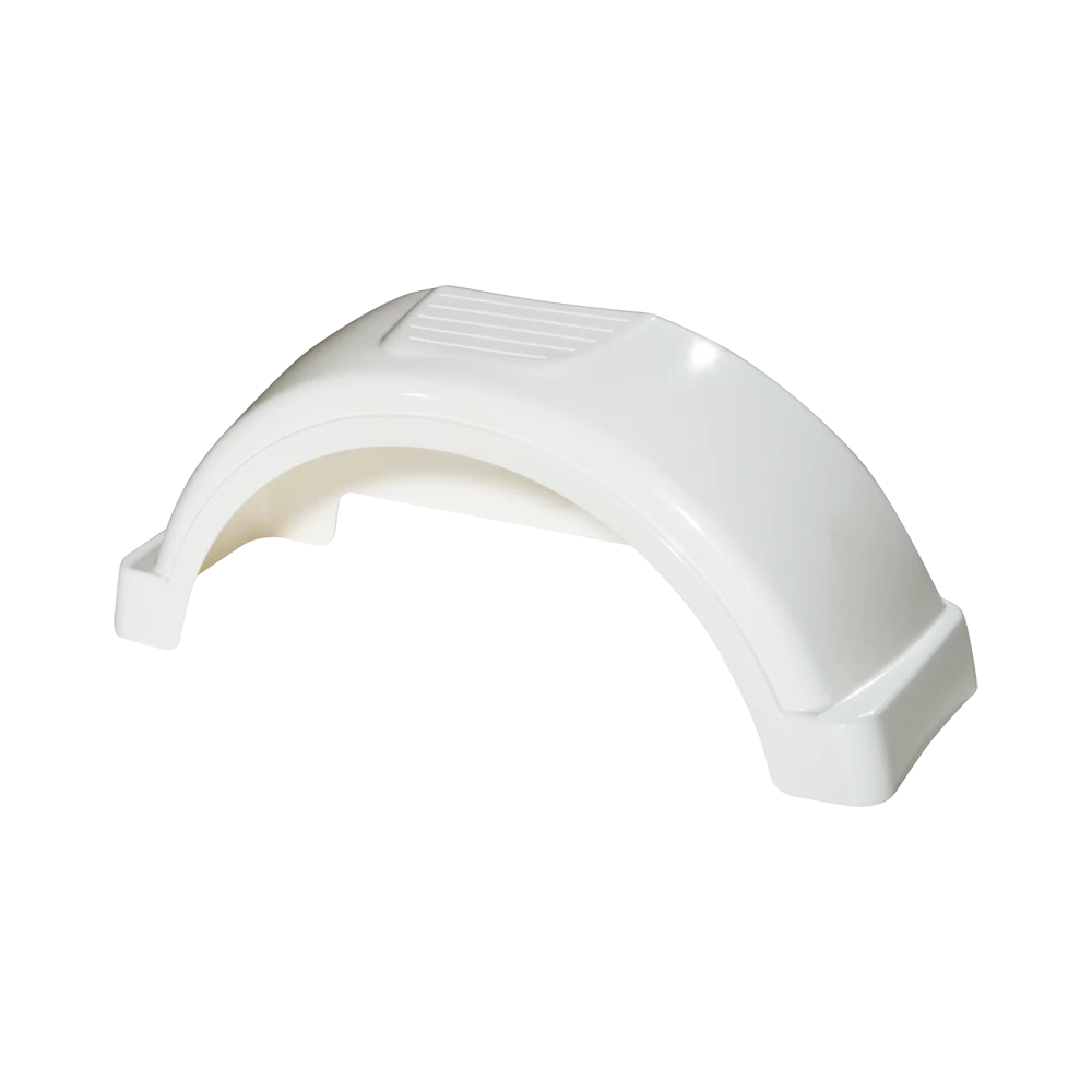 Impact resistant HDPE fenders with fender skirt for single-axle trailers, 13 inch wheels