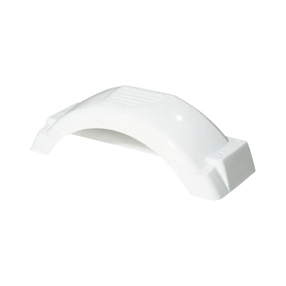 Fulton trailer fenders in various designs and colors for single-axle trailers, made from high density polyethylene.
