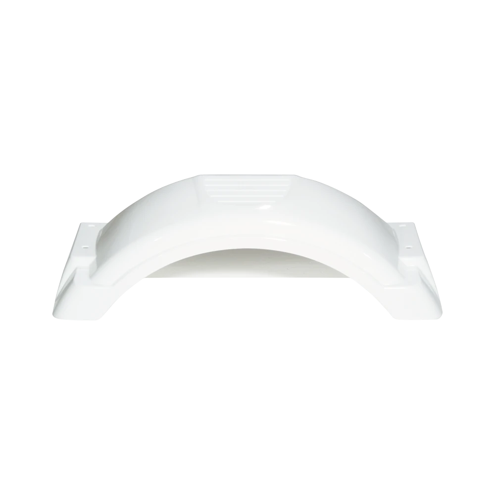 Fulton trailer fenders in various designs and colors for single-axle trailers, made from high density polyethylene.