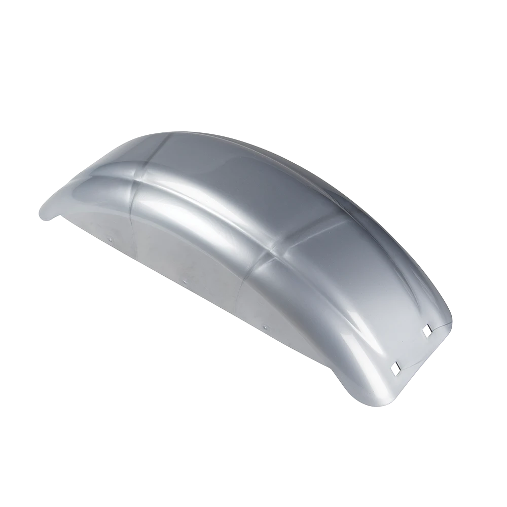 Silver plastic trailer fender for 8 to 12 inch tires on single-axle trailers