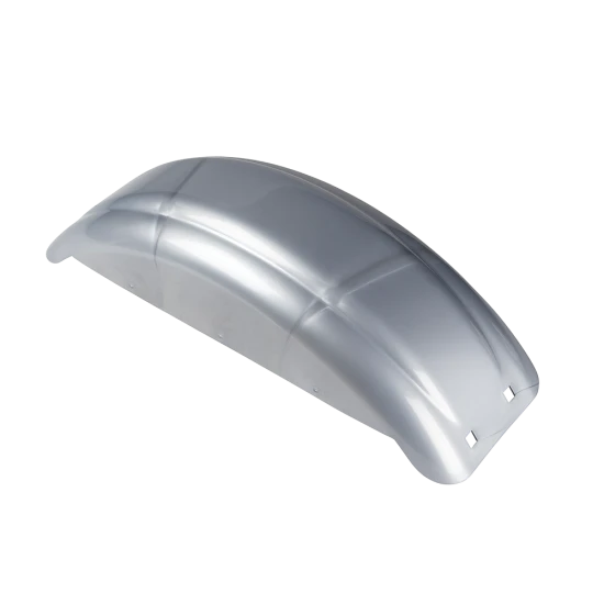 Silver plastic trailer fender for 8 to 12 inch tires on single-axle trailers