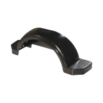 Injection molded HDPE fender for 15 inch wheels on single-axle trailers