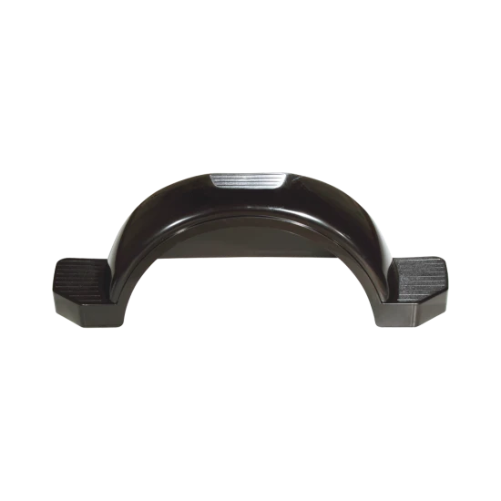 Injection molded HDPE fender for 15 inch wheels on single-axle trailers