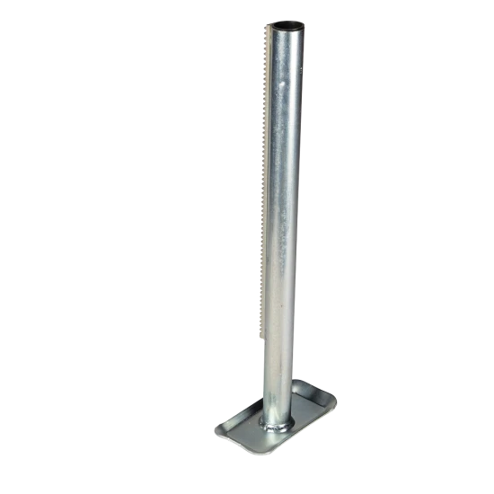Trailer jack post with a 23.5-inch length, 18-inch rack, and disc footplate