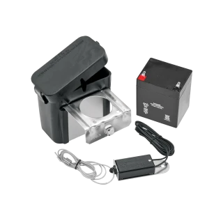 Trailer breakaway system with charger and sealed battery in a durable polymer case