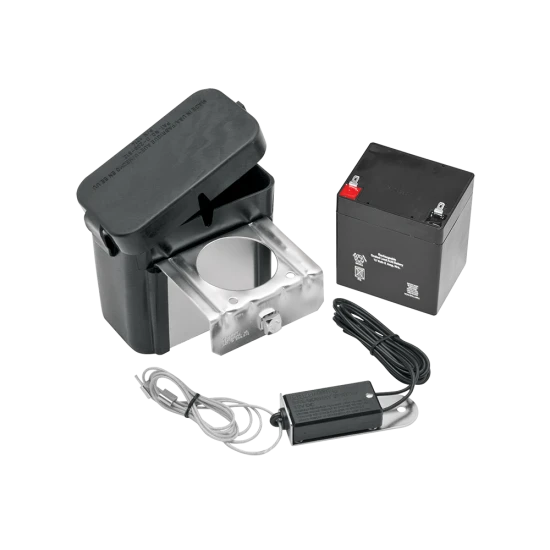 Trailer breakaway system with charger and sealed battery in a durable polymer case