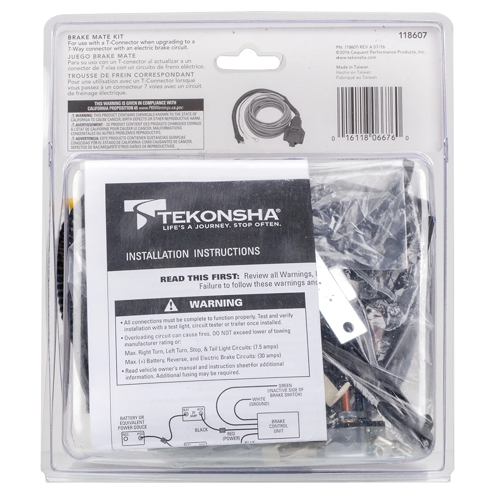 Brake Mate Kit featuring 7-way connector, flasher, and installation parts