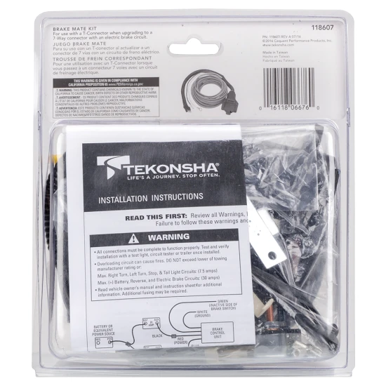 Brake Mate Kit featuring 7-way connector, flasher, and installation parts