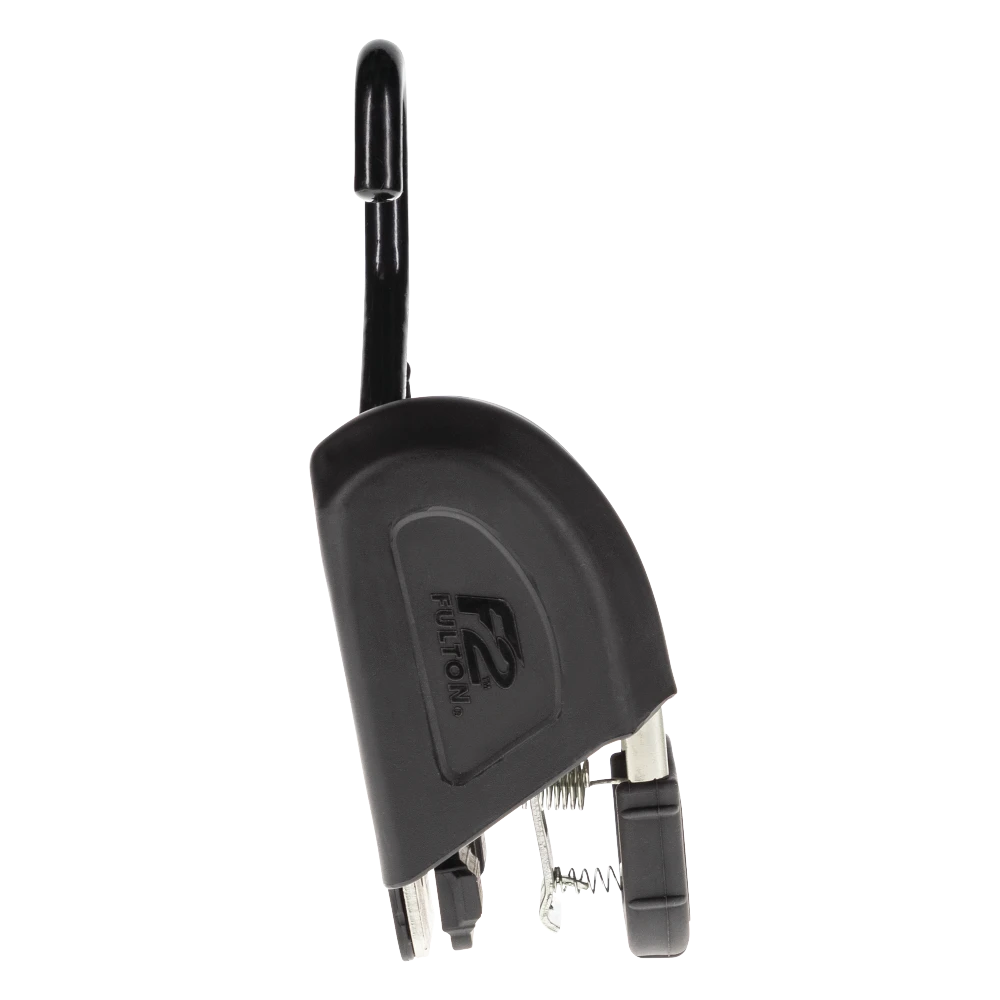 Fulton F2 Transom tie downs for secure boat travel with retractable strap and J-hooks