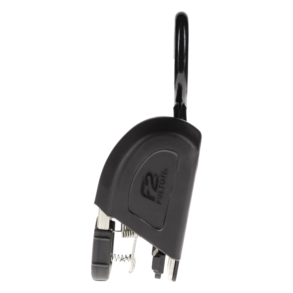 Fulton F2 Transom tie downs for secure boat travel with retractable strap and J-hooks