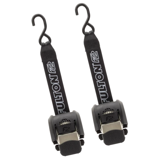 Fulton F2 Transom Tie Downs with retractable straps and sturdy J-hooks