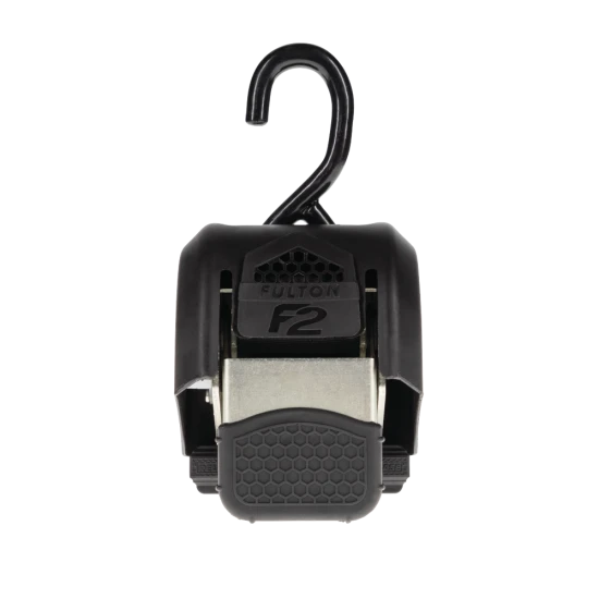 Fulton F2 Transom Tie Downs with retractable straps and sturdy J-hooks