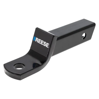 REESE ball mount fitting a 2 inch hitch receiver with 6,000 lbs capacity, angle cut design, metal shield finish