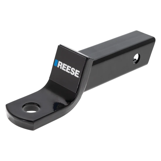 REESE ball mount fitting a 2 inch hitch receiver with 6,000 lbs capacity, angle cut design, metal shield finish