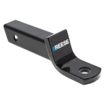 REESE ball mount fitting a 2 inch hitch receiver with 6,000 lbs capacity, angle cut design, metal shield finish