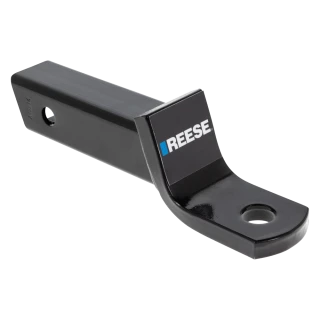 REESE ball mount fitting a 2 inch hitch receiver with 6,000 lbs capacity, angle cut design, metal shield finish
