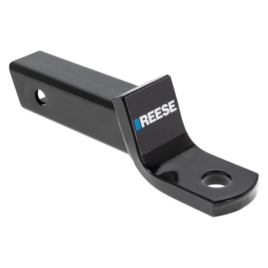 REESE ball mount fitting a 2 inch hitch receiver with 6,000 lbs capacity, angle cut design, metal shield finish