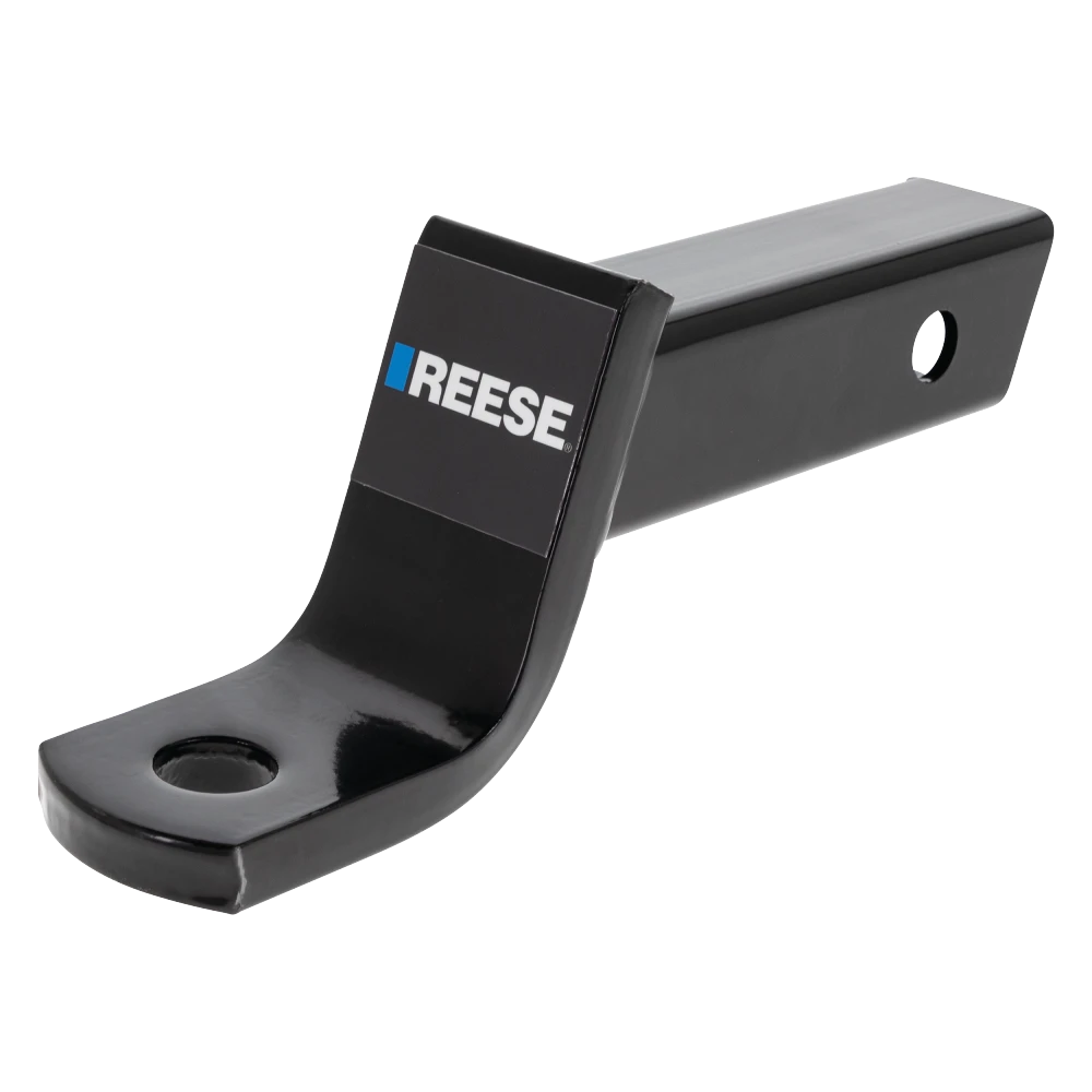 REESE ball mount designed for 2 inch hitch receiver, offering a 3-1/4 inch drop and 5,000 lbs capacity with a metal shield finish.