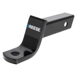 REESE ball mount designed for 2 inch hitch receiver, offering a 3-1/4 inch drop and 5,000 lbs capacity with a metal shield finish.