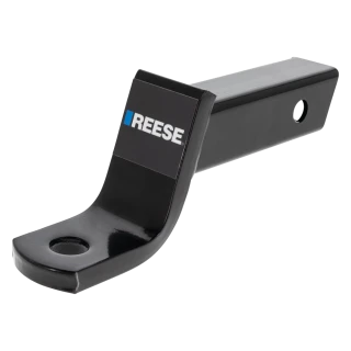 REESE ball mount designed for 2 inch hitch receiver, offering a 3-1/4 inch drop and 5,000 lbs capacity with a metal shield finish.
