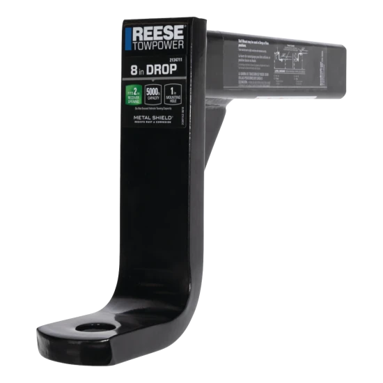 REESE ball mount compatible with 2-inch receiver, 8-inch drop