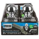 REESE starter kit including ball mount, pre-torqued hitch ball, pin and clip for towing