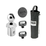 Gooseneck hitch kit with large ball, safety chain holders, and storage bag