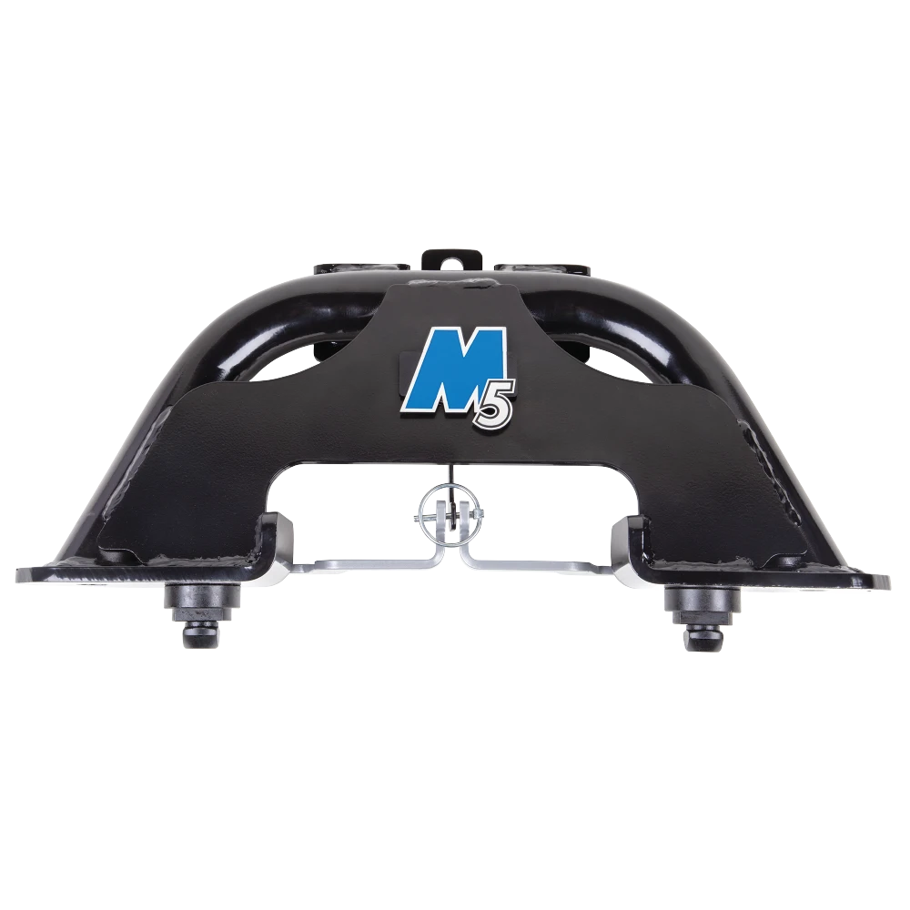 The REESE M5 Fifth Wheel Hitch showcasing Talon Jaw for secure towing and advanced shock absorption features