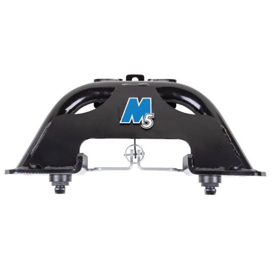 The REESE M5 Fifth Wheel Hitch showcasing Talon Jaw for secure towing and advanced shock absorption features