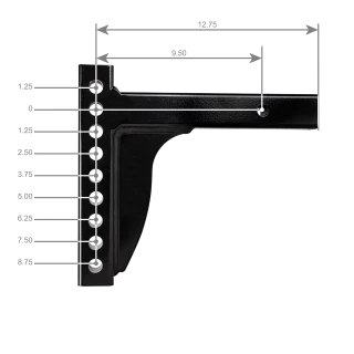Weight distribution shank suitable for rise and drop applications, black powder coated.