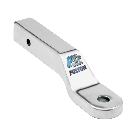 A FULTON ball mount with 2-inch receiver compatibility and aluminum finish for towing.