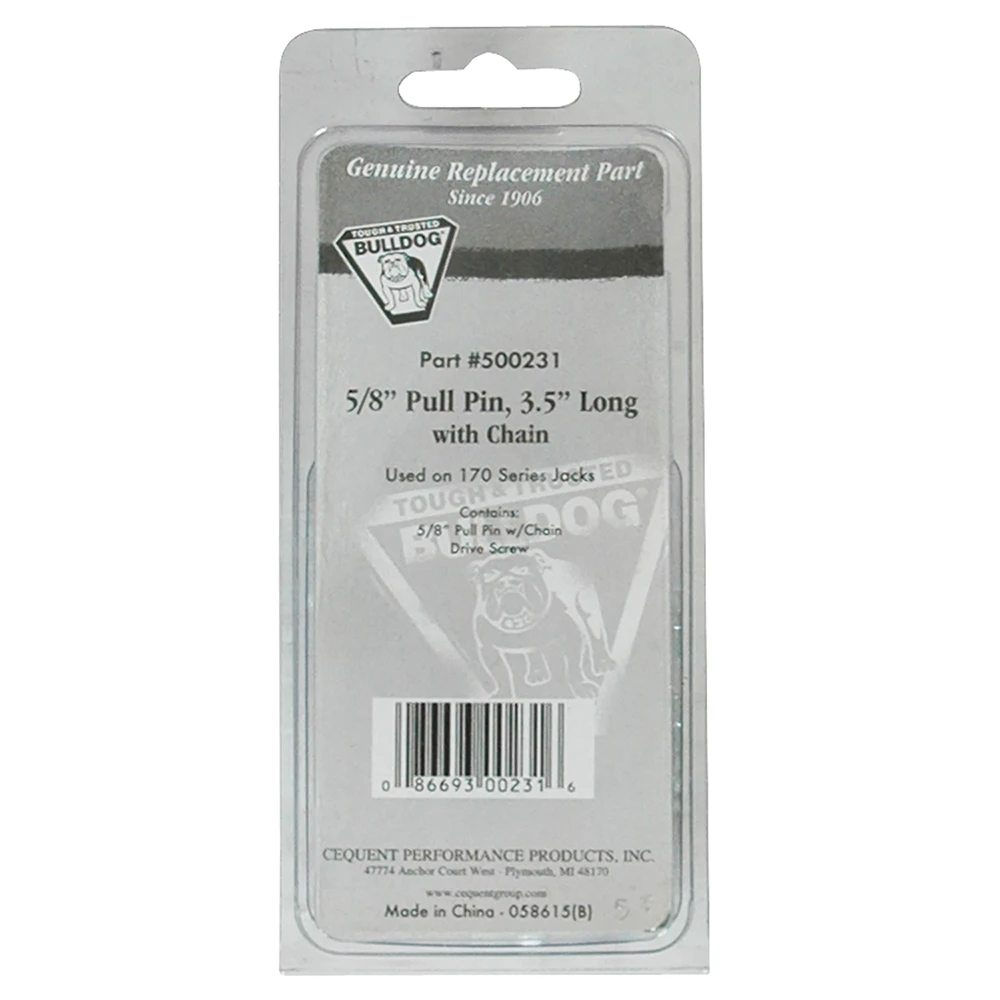 BULLDOG pull pin kit with chain and drive screw for series 170 trailer jacks.