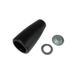 Teardrop shaped black plastic BULLDOG trailer jack crank knob with installation hardware