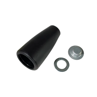 Teardrop shaped black plastic BULLDOG trailer jack crank knob with installation hardware
