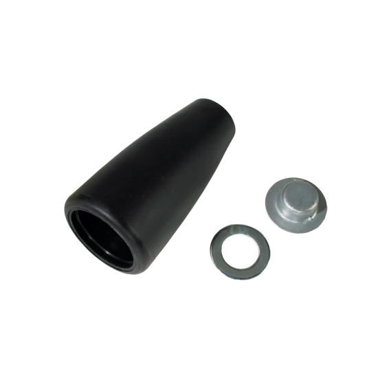 Teardrop shaped black plastic BULLDOG trailer jack crank knob with installation hardware