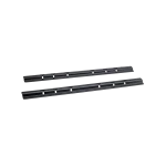 Black REESE mounting rails installed in the bed of a pickup truck for fifth wheel hitch towing.