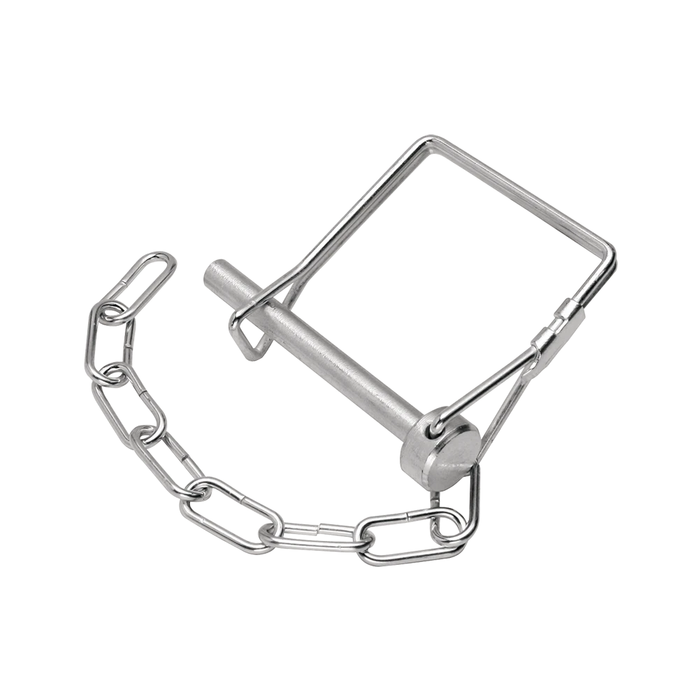 1/4 inch snapper pin for pintle hooks with lanyard chain attached