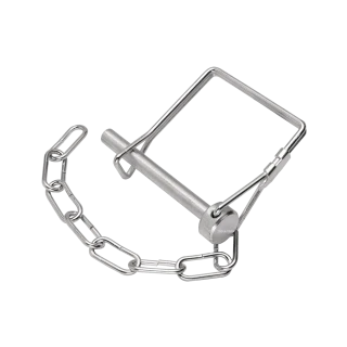 1/4 inch snapper pin for pintle hooks with lanyard chain attached