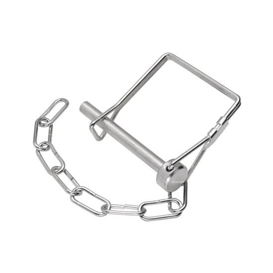 1/4 inch snapper pin for pintle hooks with lanyard chain attached