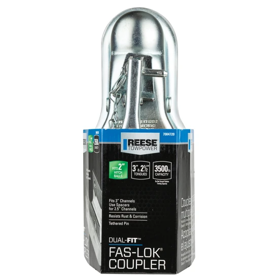 REESE Towpower coupler, dual-fit with trigger latch and tethered pin
