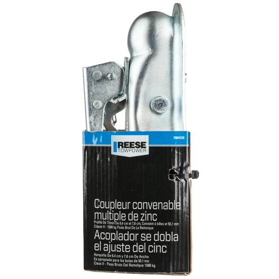 REESE Towpower coupler, dual-fit with trigger latch and tethered pin