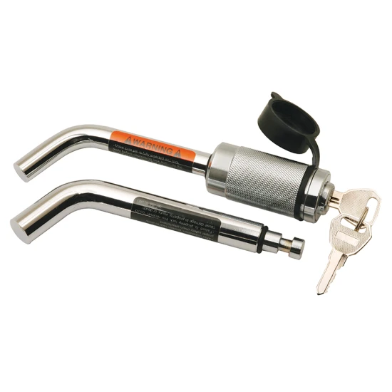 REESE Towpower hitch lock with chrome plated bent pins and push button mechanism