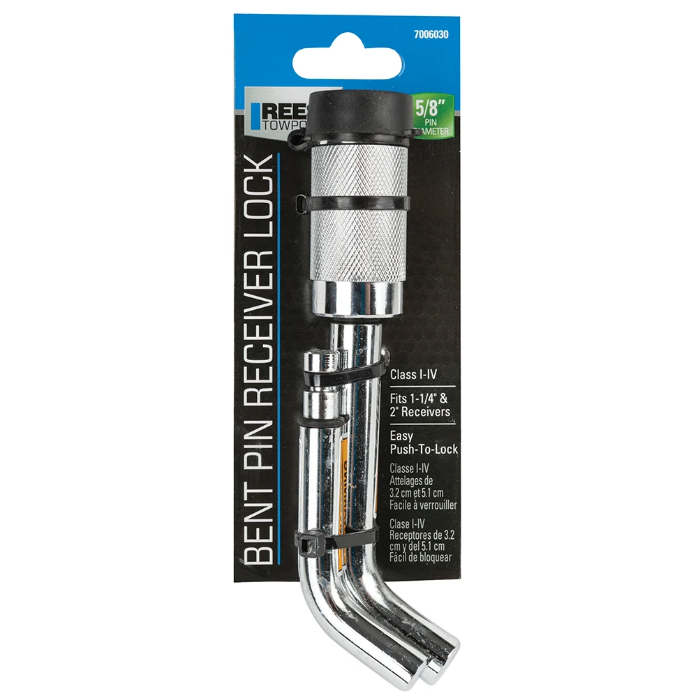 REESE Towpower hitch lock with chrome plated bent pins and push button mechanism