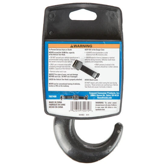 REESE Towpower universal bolt-on tow hook with black coating for vehicle recovery