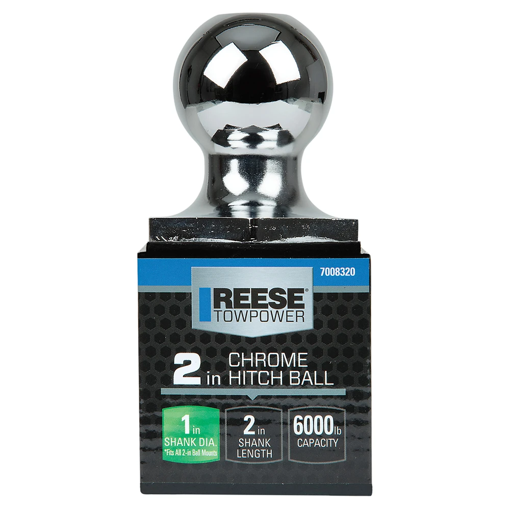 REESE Towpower InterLock hitch ball with patented hex design and chrome finish