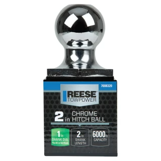 REESE Towpower InterLock hitch ball with patented hex design and chrome finish