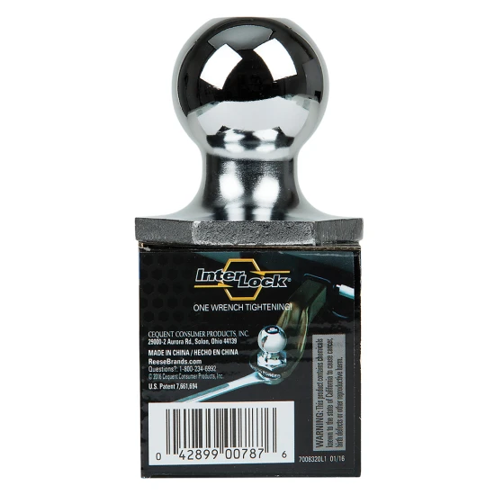 REESE Towpower InterLock hitch ball with patented hex design and chrome finish