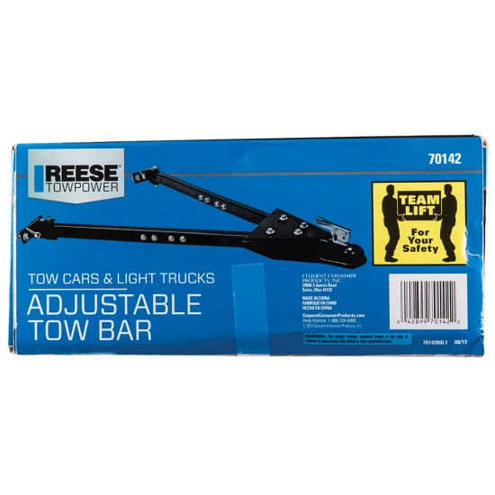REESE adjustable tow bars securely towing a vehicle with easy installation.